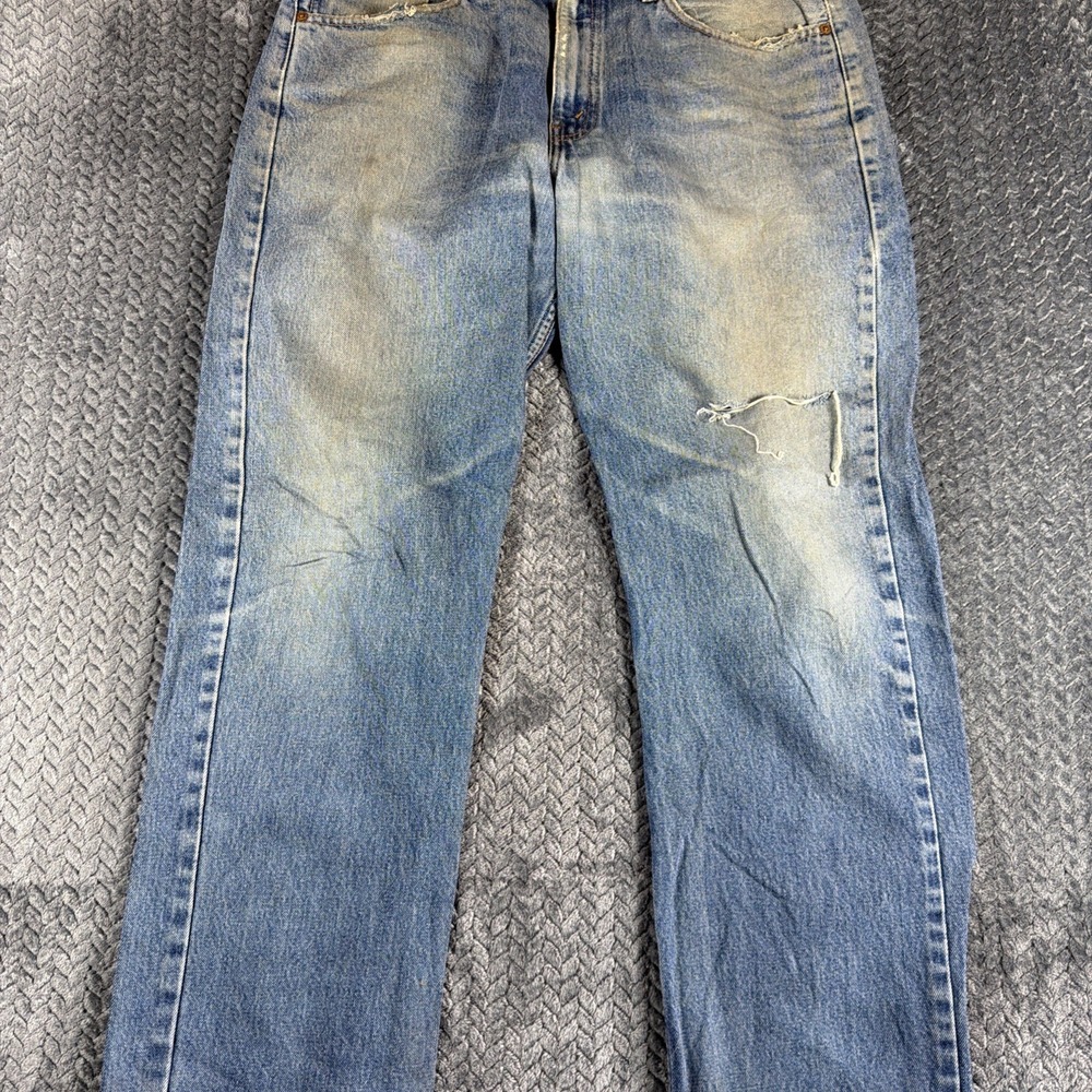 Levi's 751 Jeans Mens 34x32 Standard Fit Blue‎ Medium Wash Denim Distressed